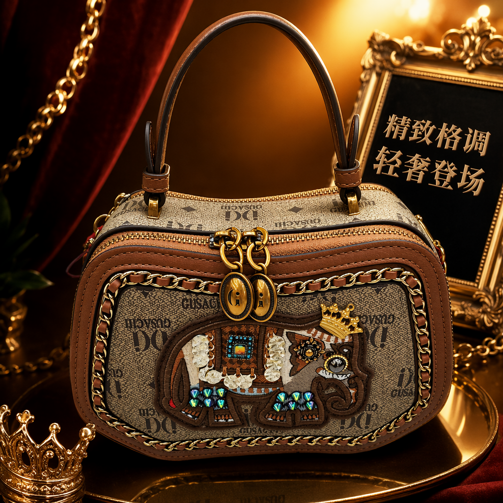 Коричневая сумочка с изображением слона Specification image