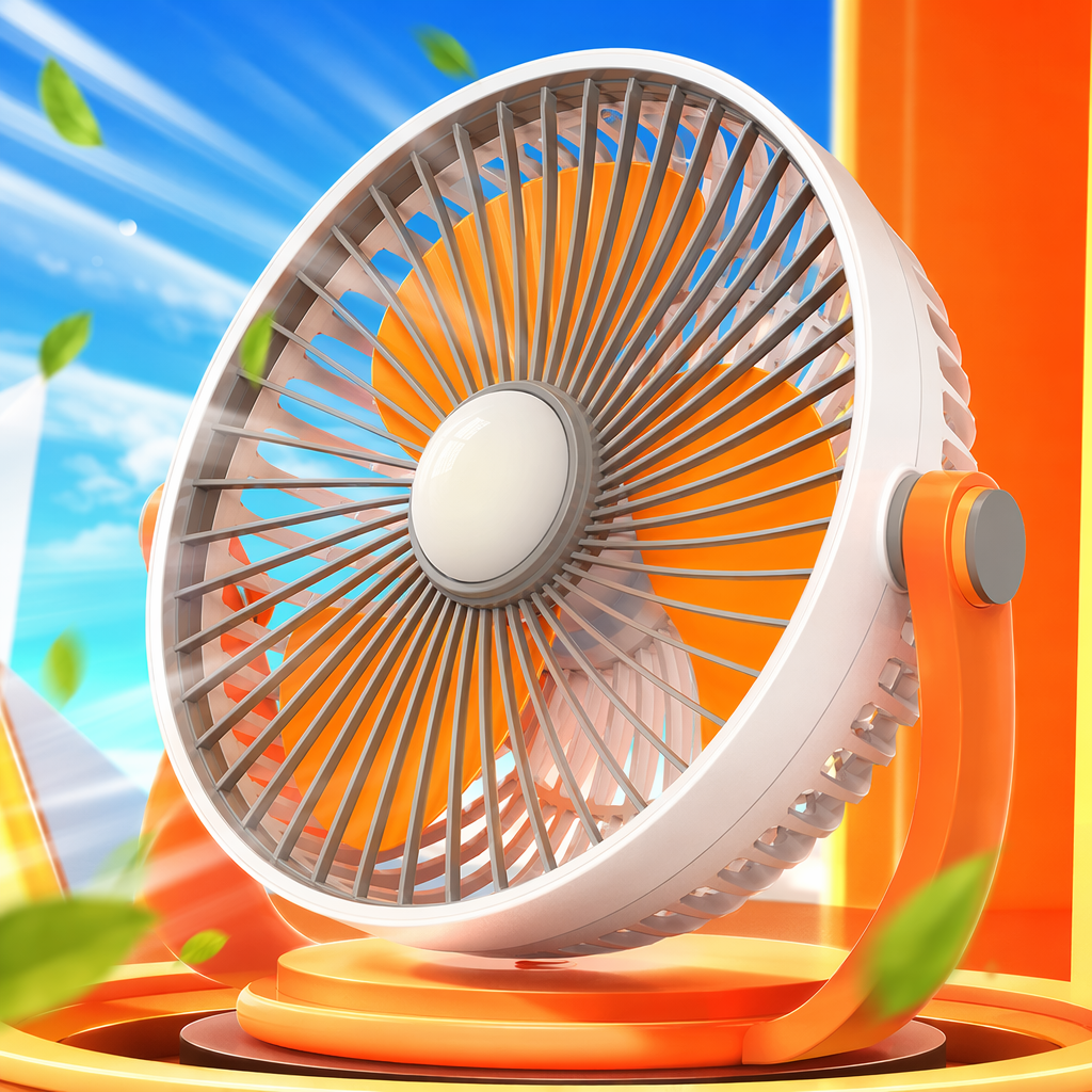 Ventilador de piso naranja para el hogar silencioso ahorro de energía tres velocidades Specification image