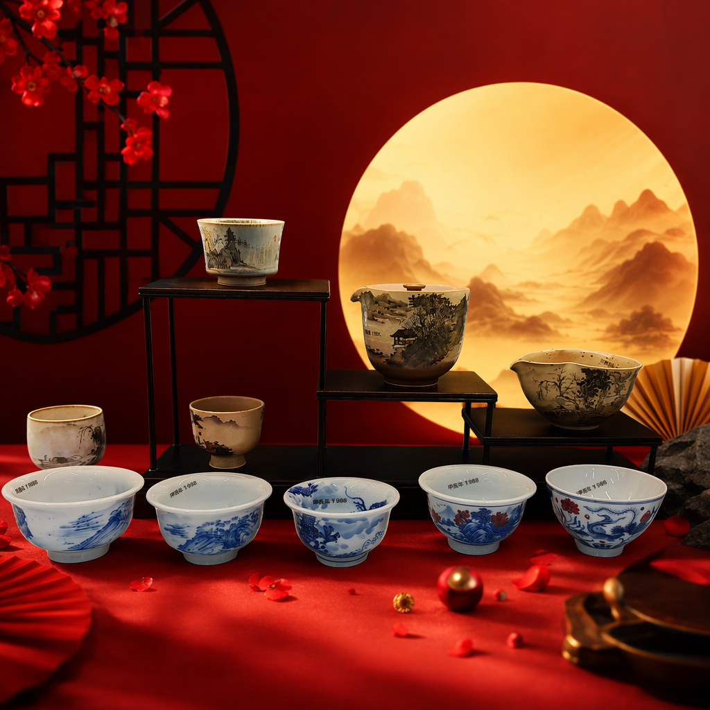 Blue and white porcelain bowls, painted pottery sets, home decorative items, ceramic handicrafts Specification image