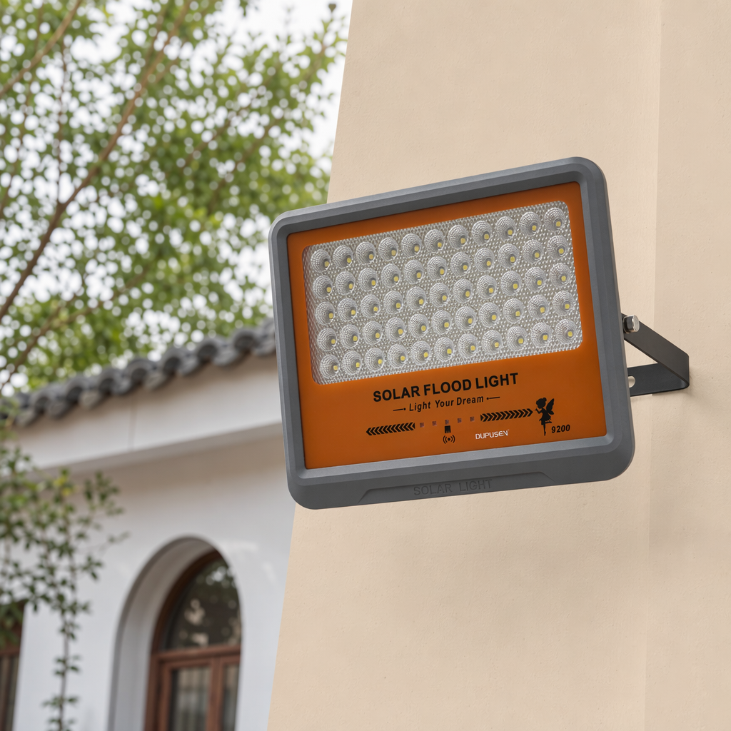 Orange shell solar floodlight, outdoor waterproof lighting, garden lawn light details Picture