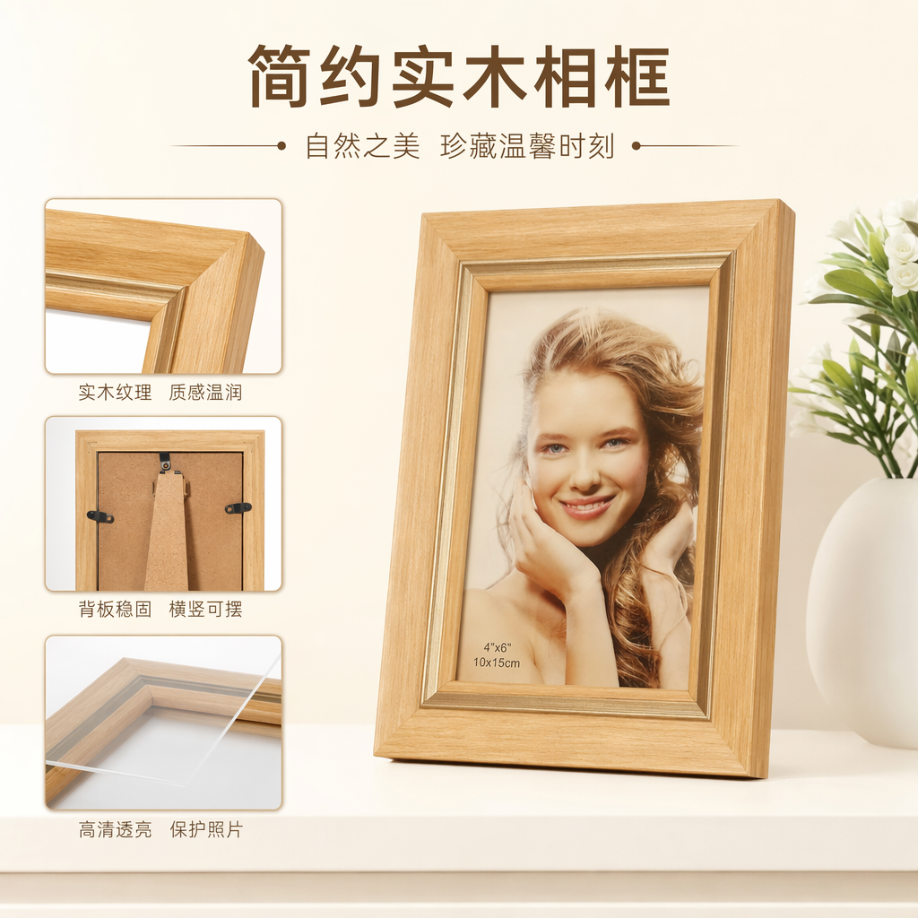 木质相框 女性肖像照片装饰画客厅卧室挂画简约北欧风