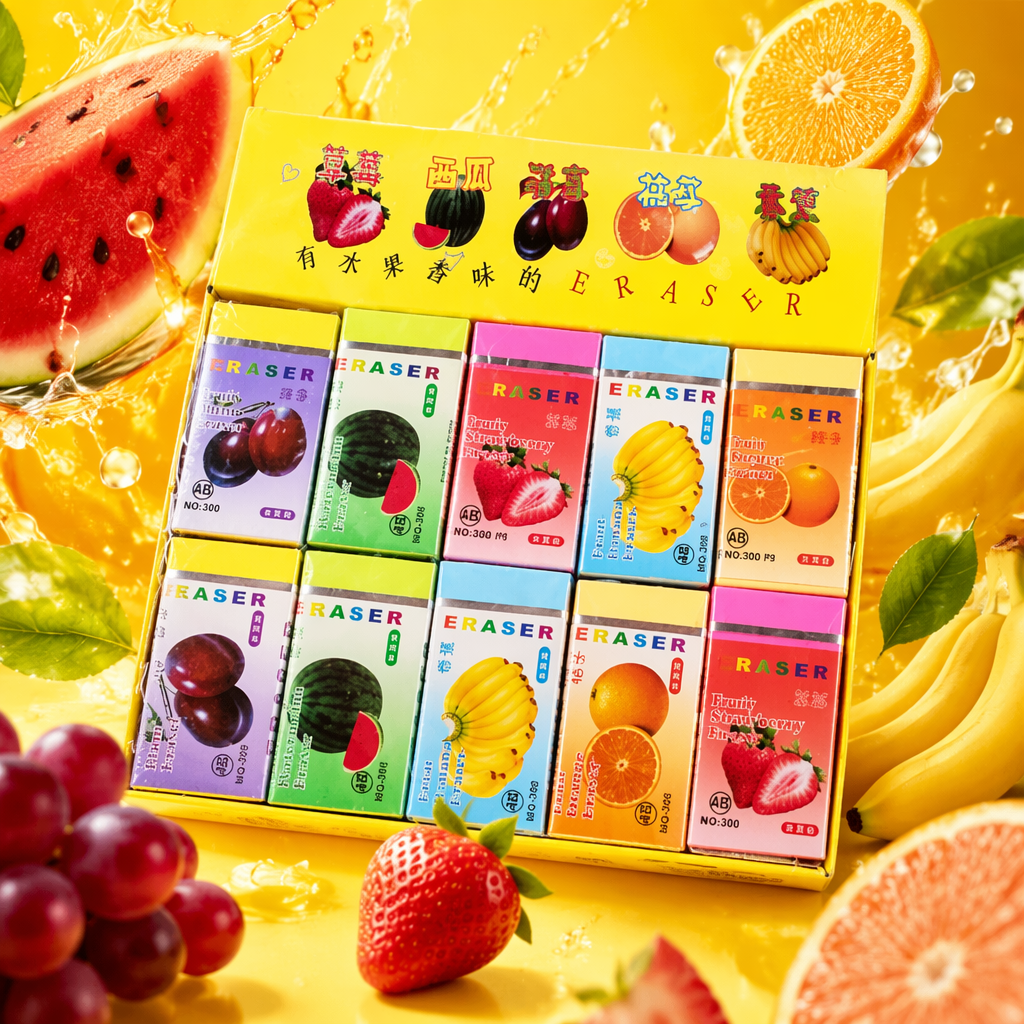 彩色水果味橡皮擦盒12色创意学生文具办公用品细节图
