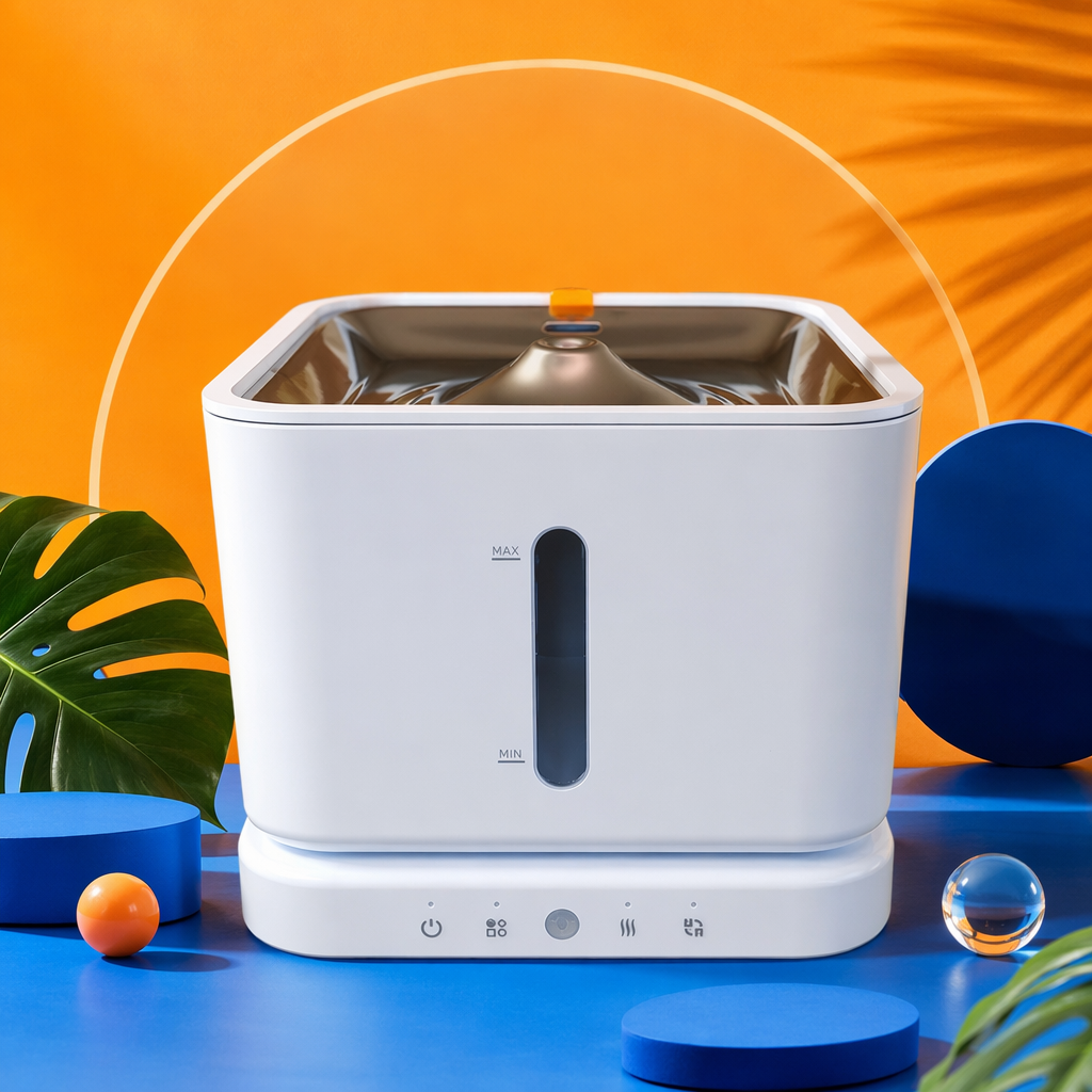 White pet water dispenser with silent circulation and automatic constant flow, suitable for cats and dogs Specification image