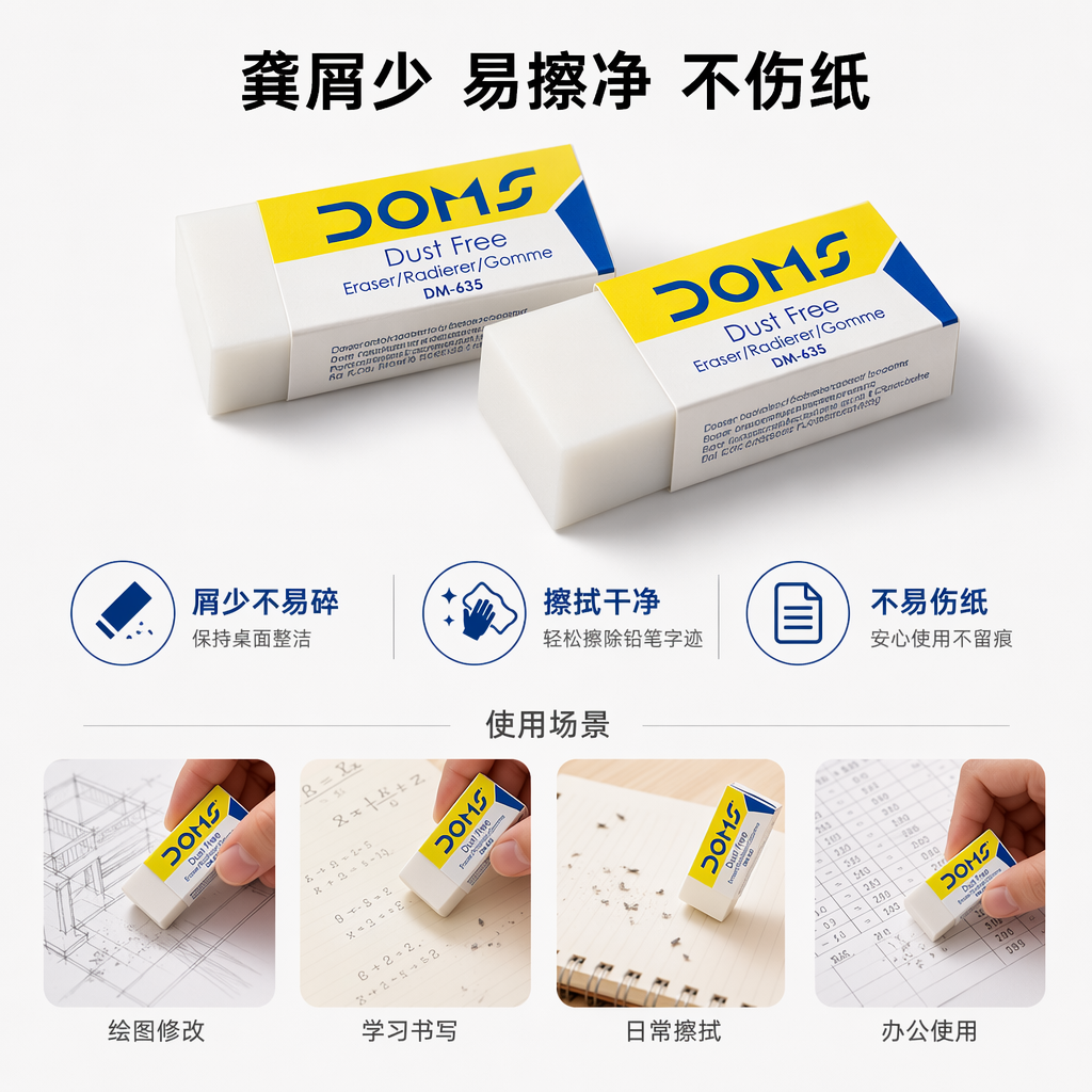黄色包装盒装白色橡皮擦 学生文具擦字不留痕