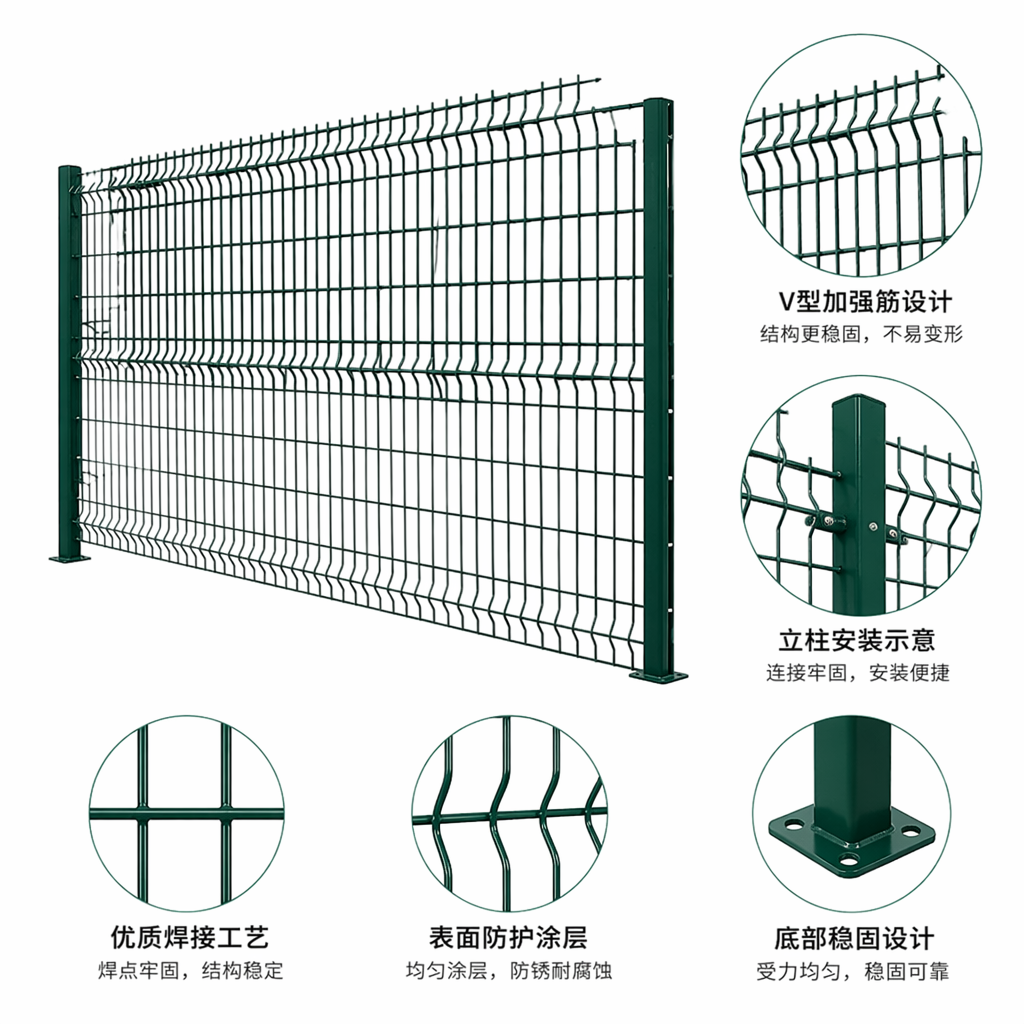 Green double-strand wire guardrail, galvanized anti-corrosion outdoor fence, courtyard isolation fence