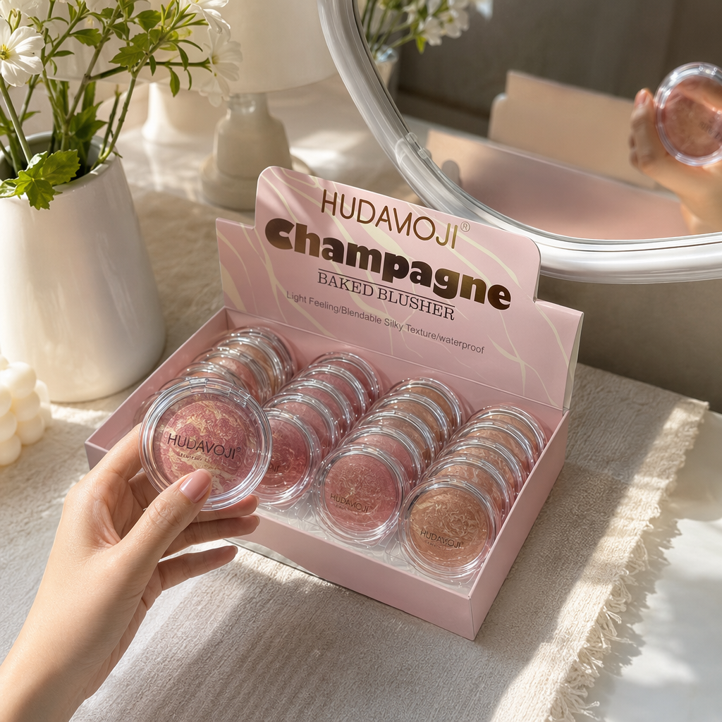 The pink packaging box, blush, soft matte finish, long-lasting color display, natural color improvement and complexion enhancement details Picture