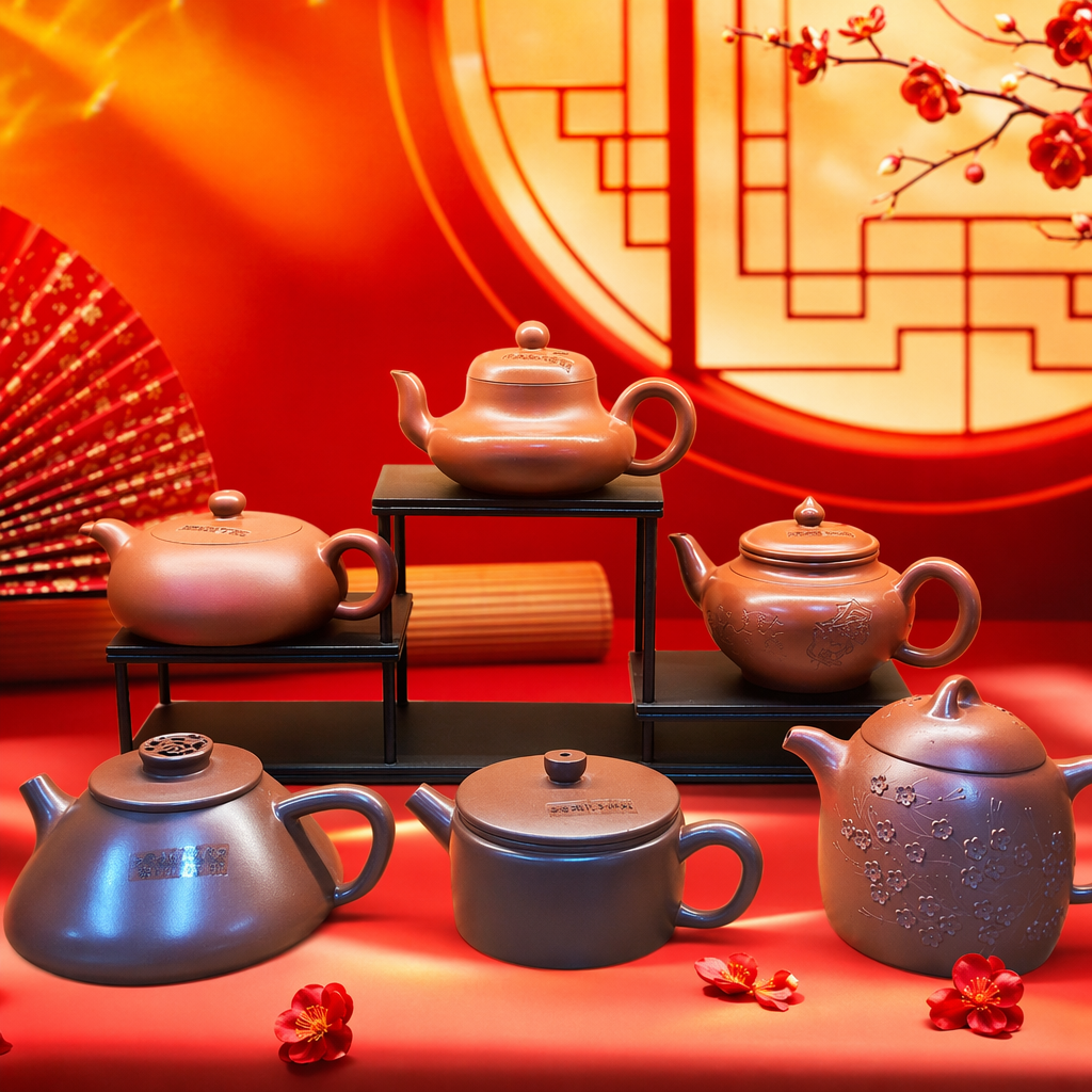 Reddish-brown purple clay teapot display items, home tea sets, collectible grade, handcrafted Specification image