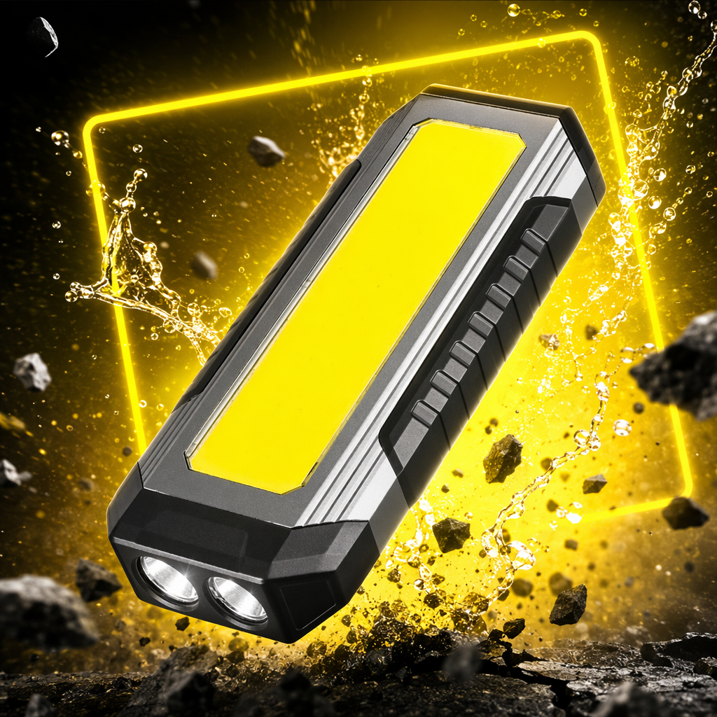 Portable rechargeable yellow LED maintenance work light with 360-degree adjustable brightness Specification image