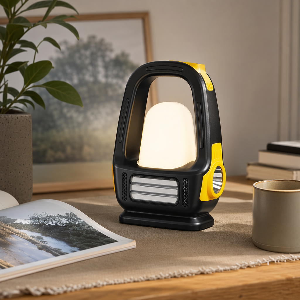 Black yellow-rimmed portable outdoor camping lighting fixture details Picture