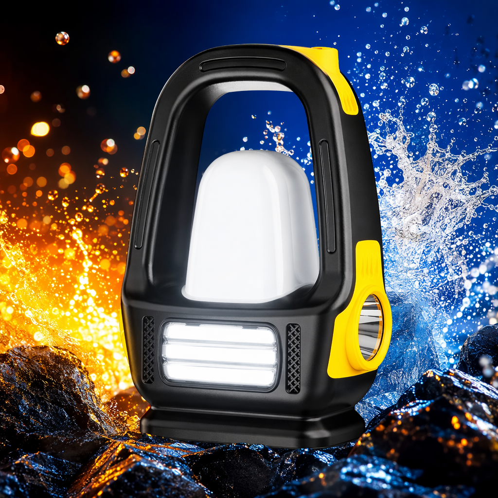 Black yellow-rimmed portable outdoor camping lighting fixture Specification image