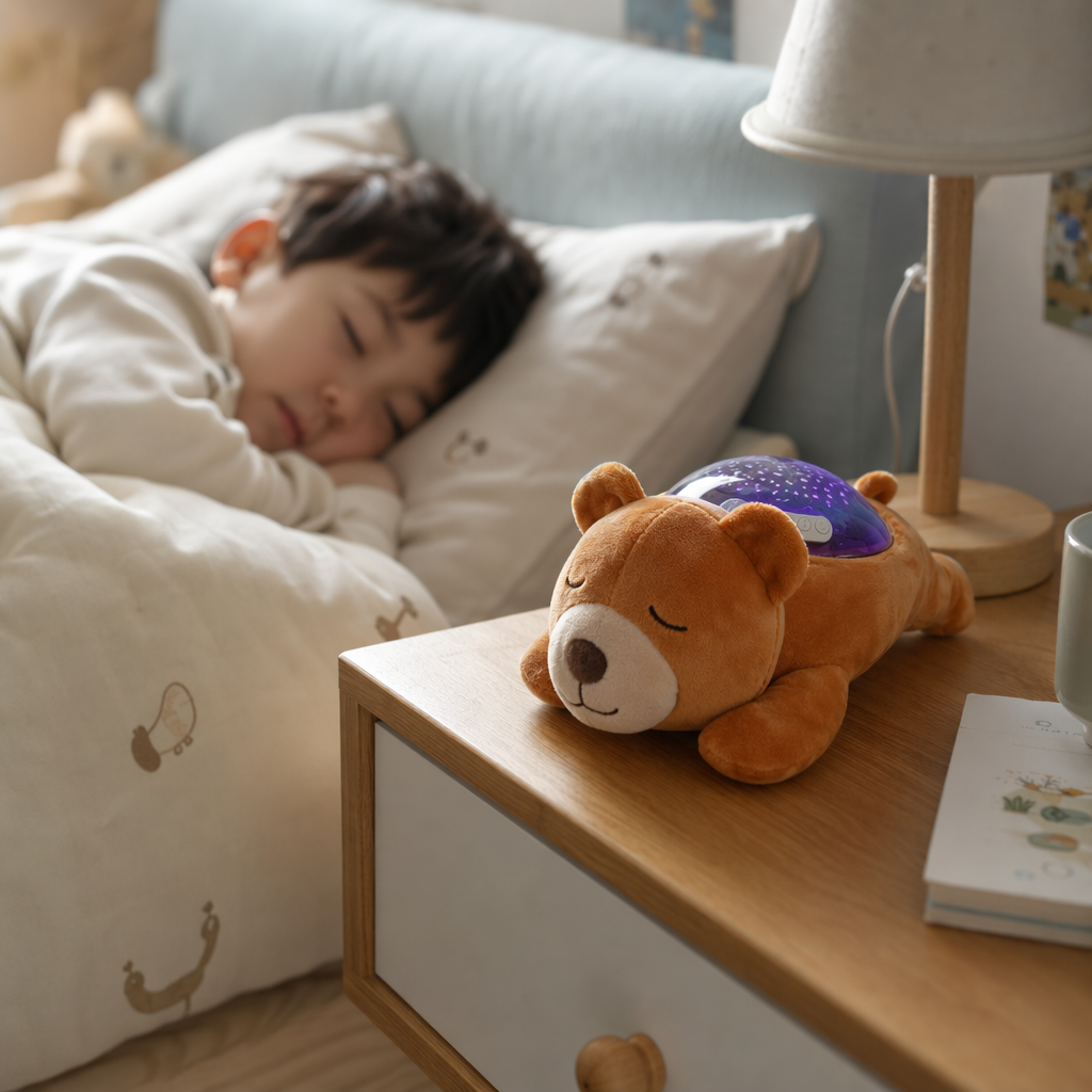 Baby plush Soothing Color Rotating Projection Light Music (Starry Sky Series Little Bear) details Picture
