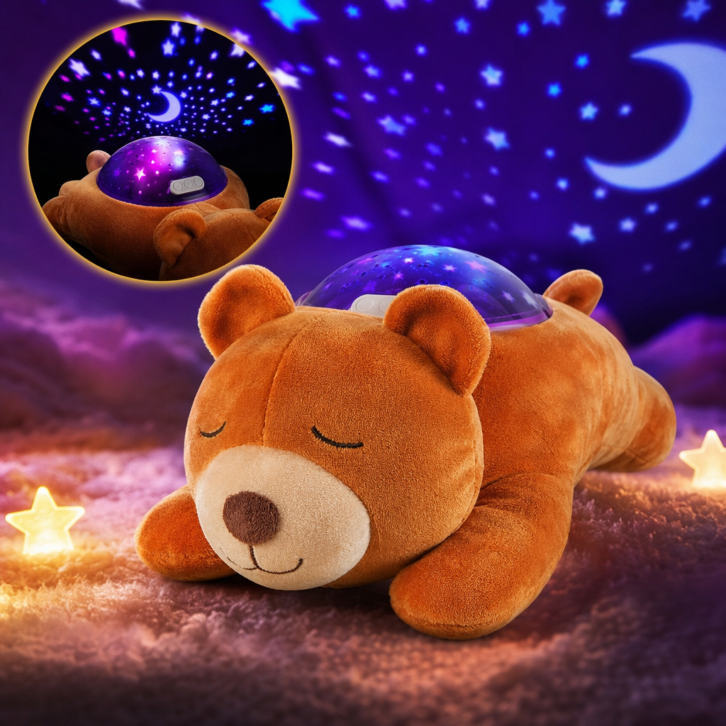 Baby plush Soothing Color Rotating Projection Light Music (Starry Sky Series Little Bear) Specification image