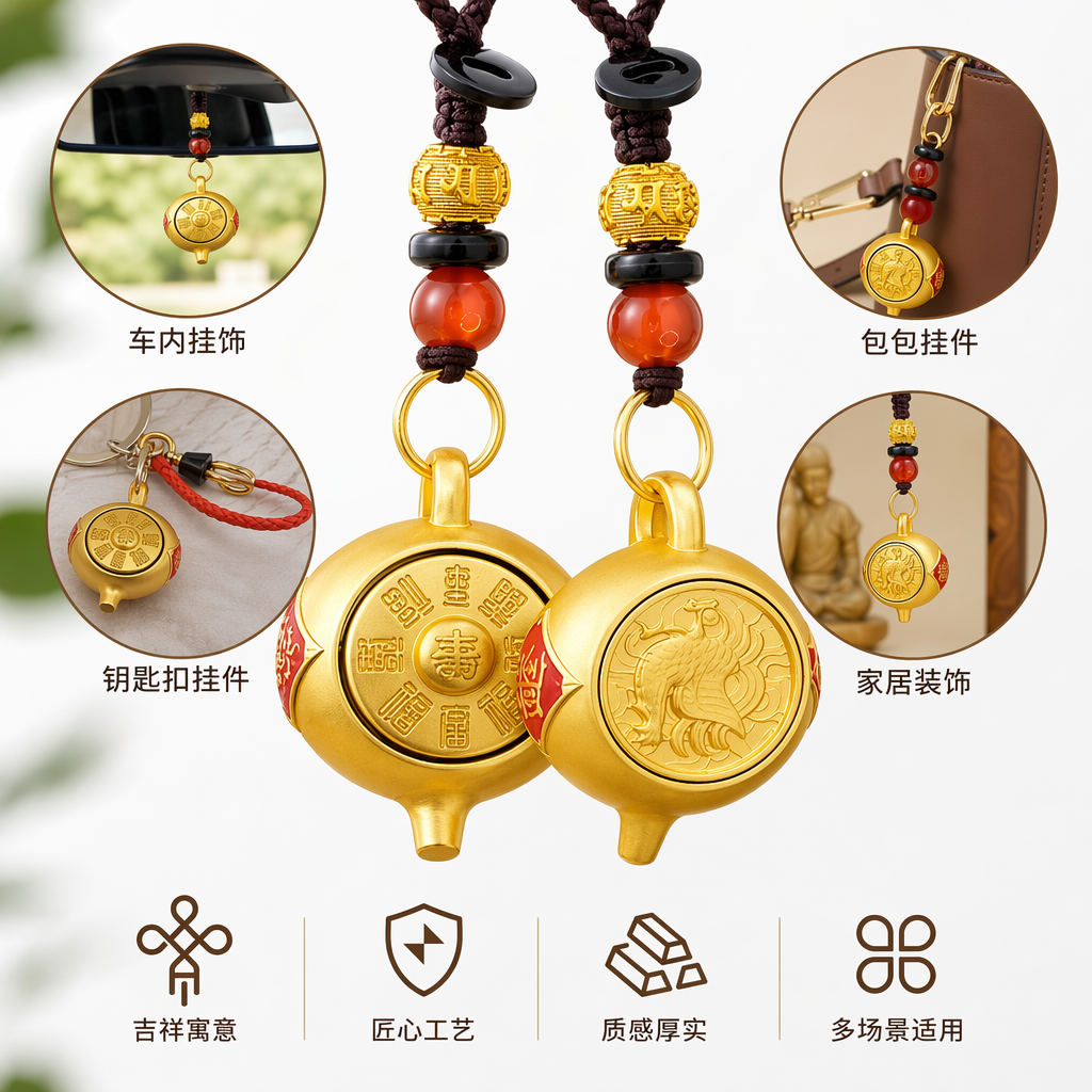 金色十二生肖挂件 金属吊坠车挂家居风水摆件