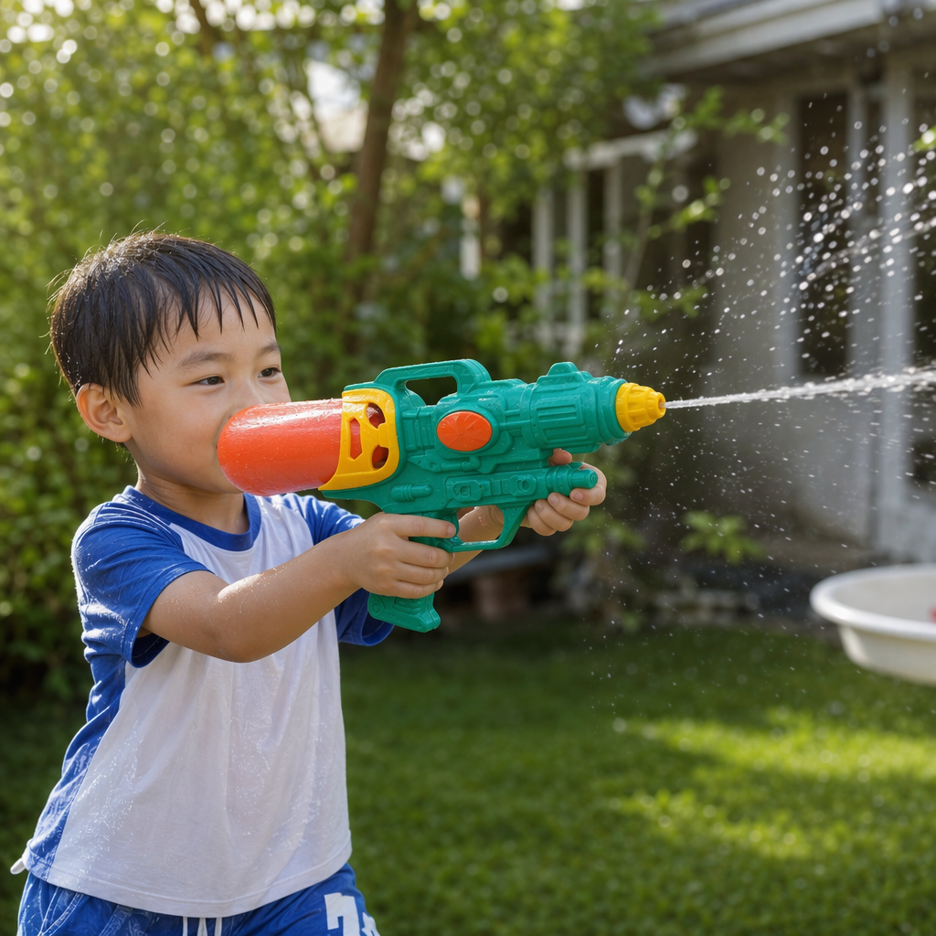 Green water gun toy, children's summer outdoor water play spray gun details Picture