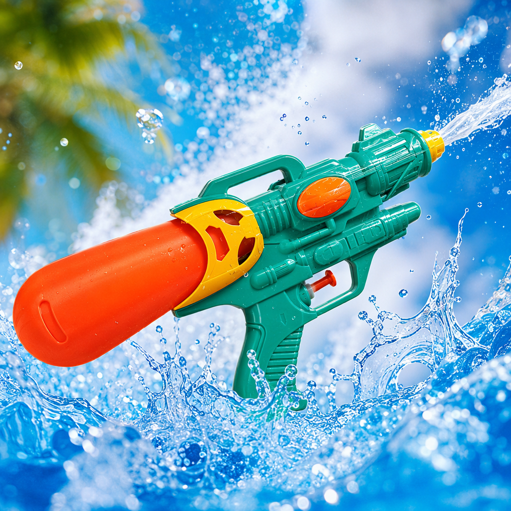 Green water gun toy, children's summer outdoor water play spray gun Specification image