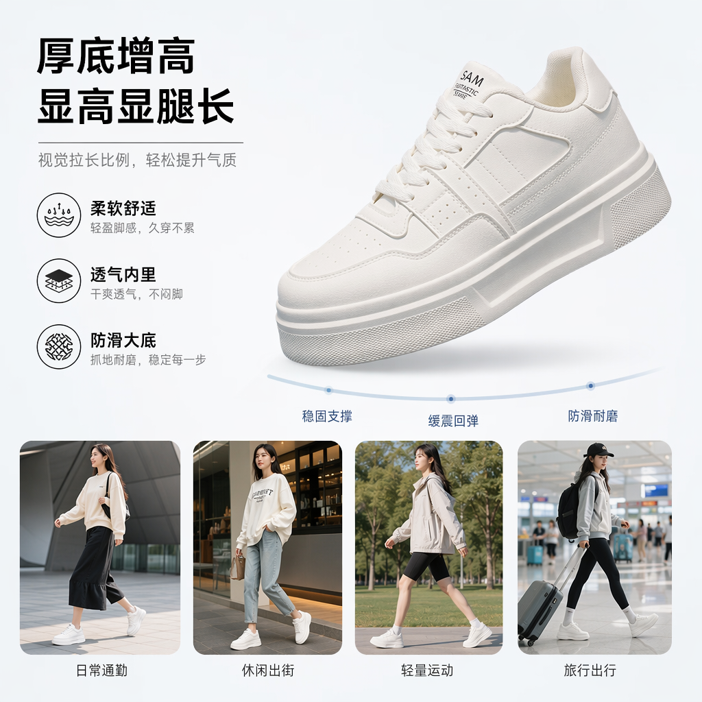 白色男鞋H016 休闲百搭透气轻便运动鞋