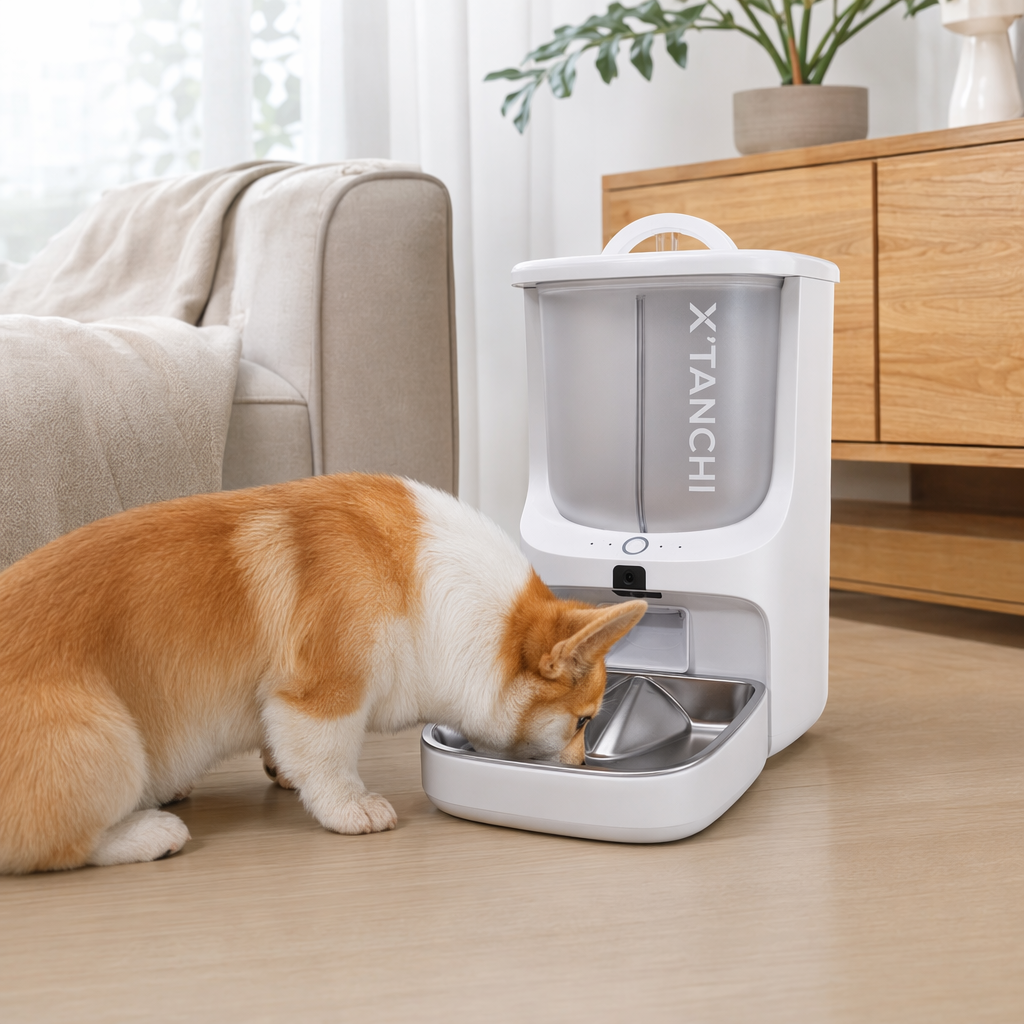 White smart pet feeder máquina de alimentación automática de temporización y cuantificación details Picture