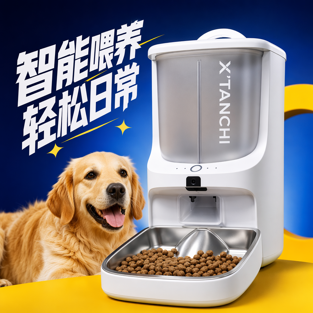 White smart pet feeder máquina de alimentación automática de temporización y cuantificación Specification image
