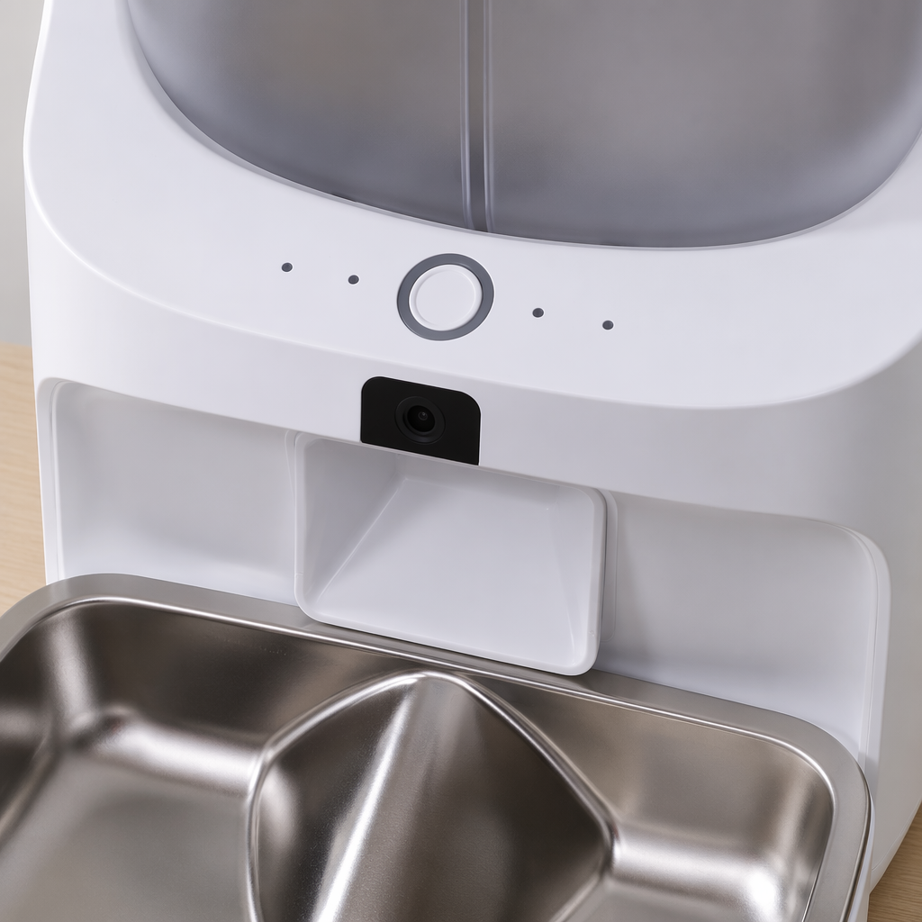 White smart pet feeder máquina de alimentación automática de temporización y cuantificación Application Scenario