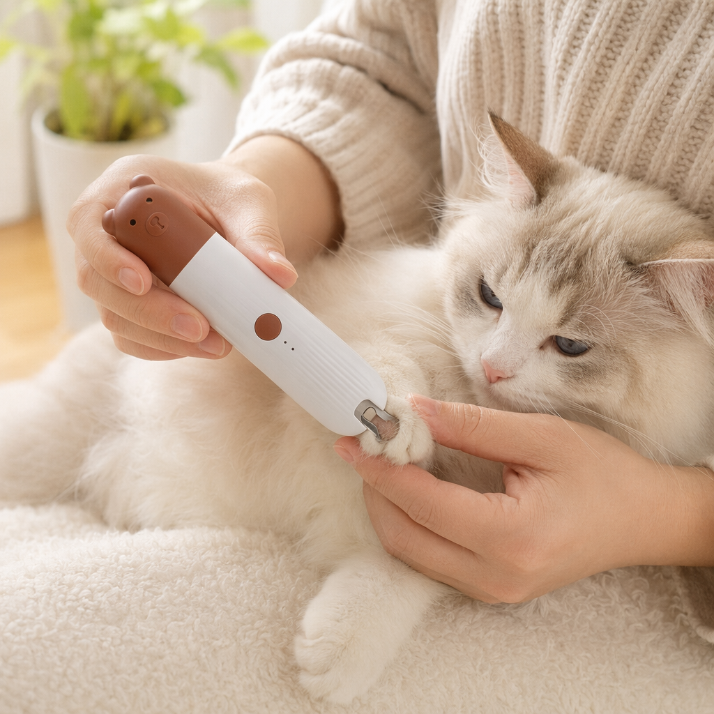 A cute and funny pet nail polish in the shape of a little bear, a silent rechargeable nail tool for cats and dogs details Picture