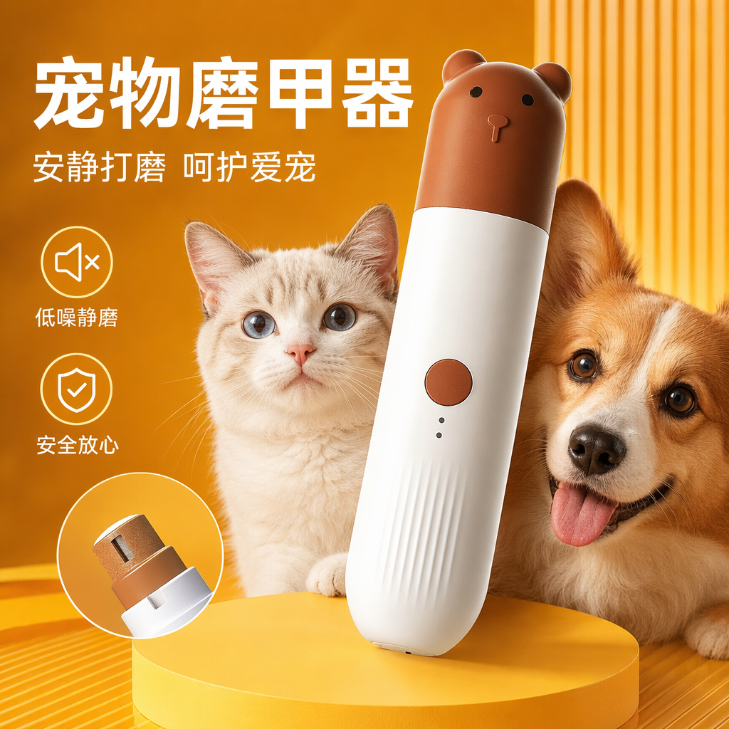 A cute and funny pet nail polish in the shape of a little bear, a silent rechargeable nail tool for cats and dogs Specification image