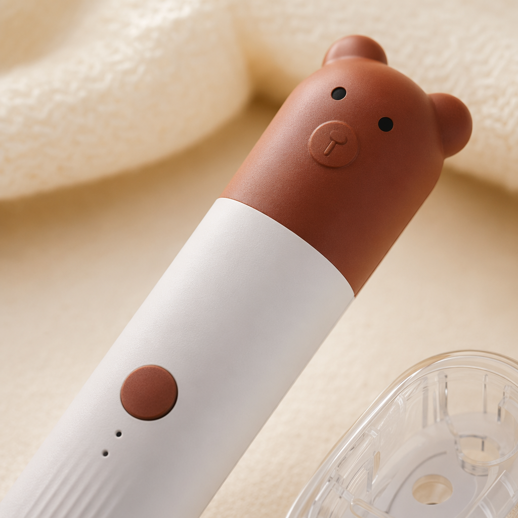 A cute and funny pet nail polish in the shape of a little bear, a silent rechargeable nail tool for cats and dogs Application Scenario