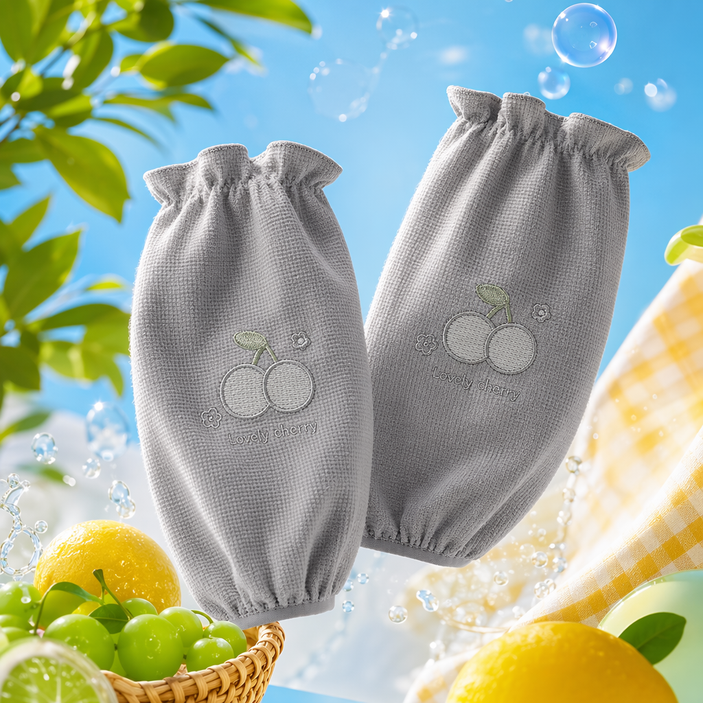 The grey cherry-patterned sleeve guards are fashionable and anti-slip, suitable for both home and office use Specification image