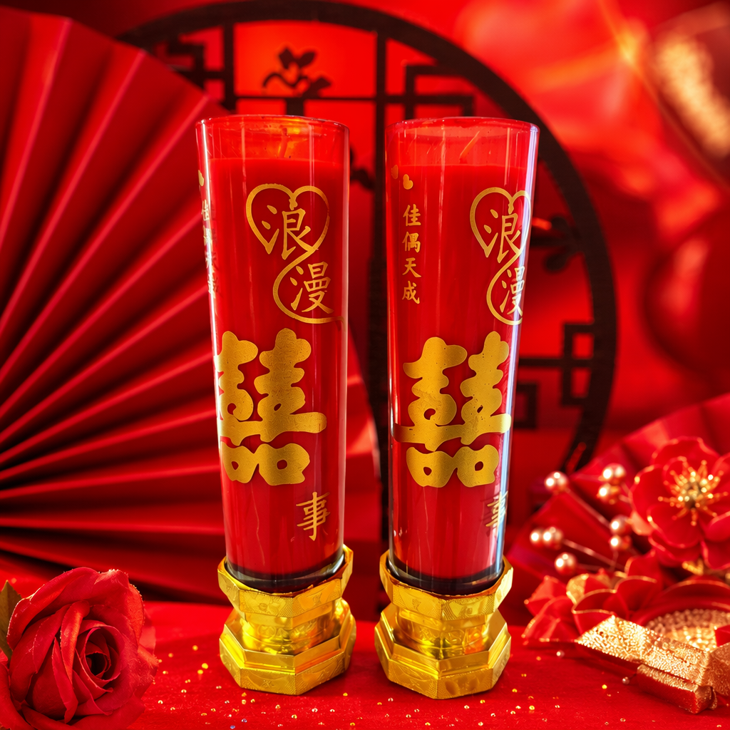 Red wedding candle, high-melting-point soy wax, handcrafted, double set for wedding ceremonies Specification image