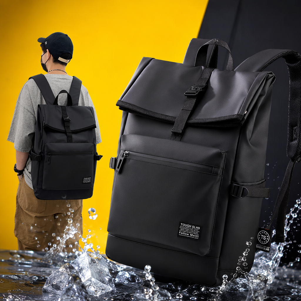 وحقائب سوداء ذات أكتفين ذات سعة كبيرة تحمل حقيبة سفر خفيفة للرحلة ذهابا وإيابا Specification image