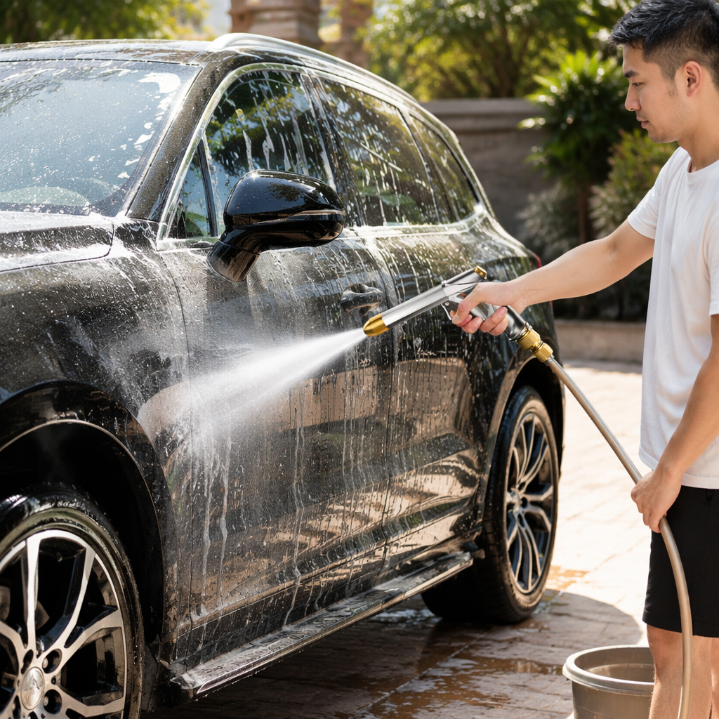 Silver spray gun water cleaning black car special high-pressure cleaning equipment details Picture