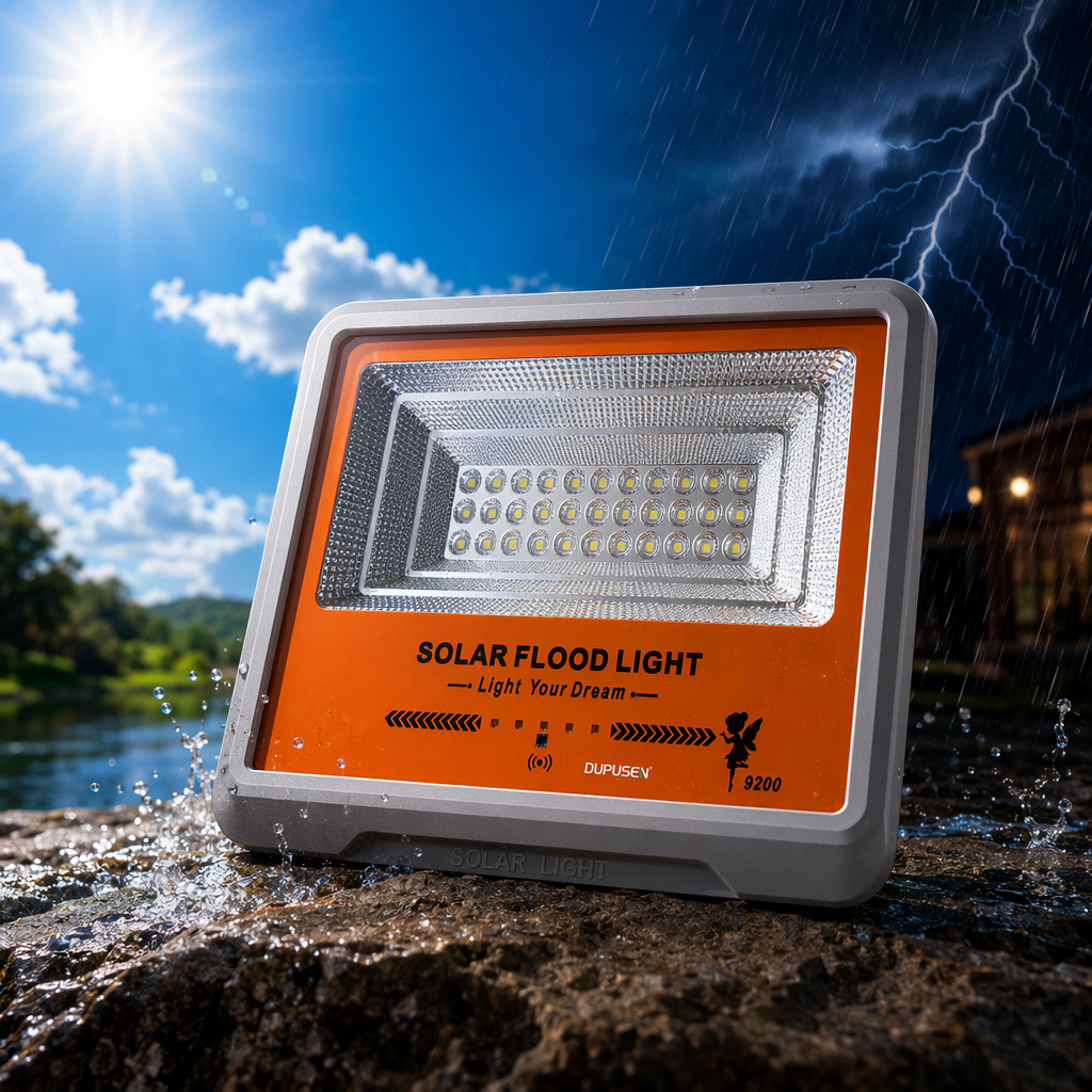 30W IP65 grey shell solar floodlight for courtyard lawn lighting Specification image