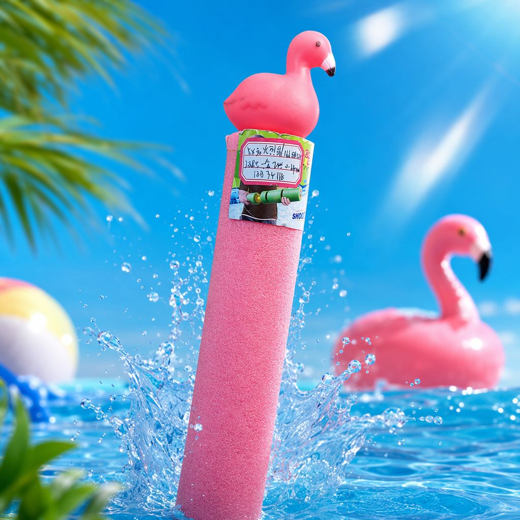 Pink flamingo shaped toy water gun, children's summer water play spray gun, cute and fun water play Specification image