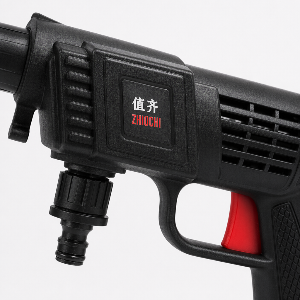 Black lithium battery wireless car wash machine with golden nozzles and black hard storage box Application Scenario