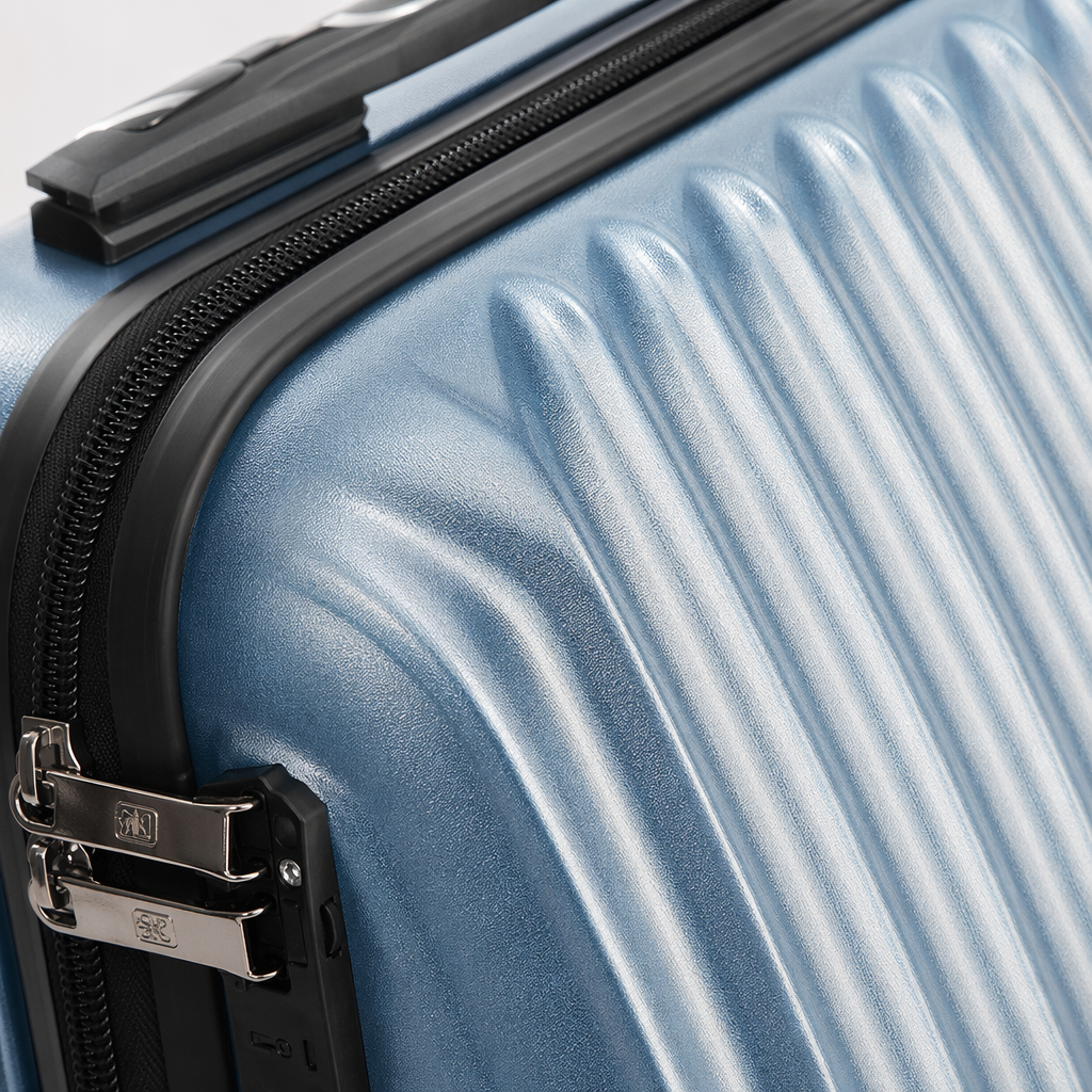 Blue striped lightweight swivel wheel suitcase, 20-inch carry-on case, wear-resistant and silent trolley case Application Scenario