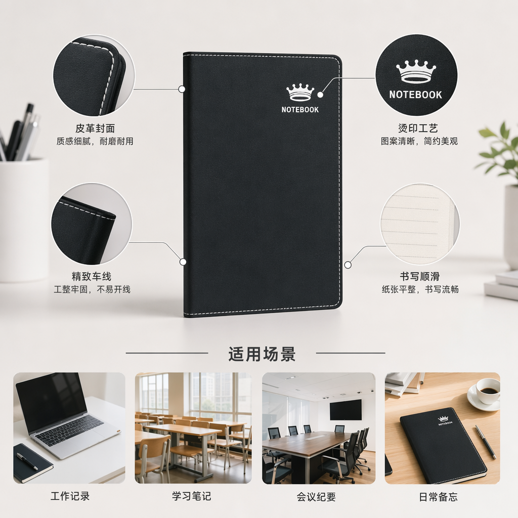 Cuaderno con cubierta verde oscuro A5 páginas interiores engrosadas business brief notepad