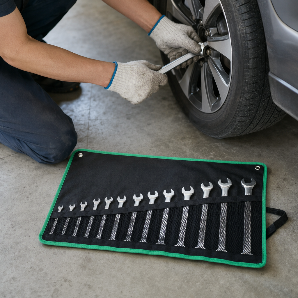 Black tool roll wrench set portable multi-functional hardware repair tool kit details Picture