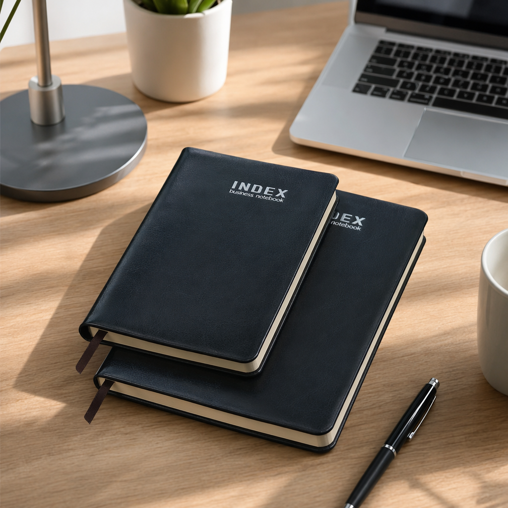 Black leather simple business notebook A5 size leather notebook inner pages replaceable details Picture