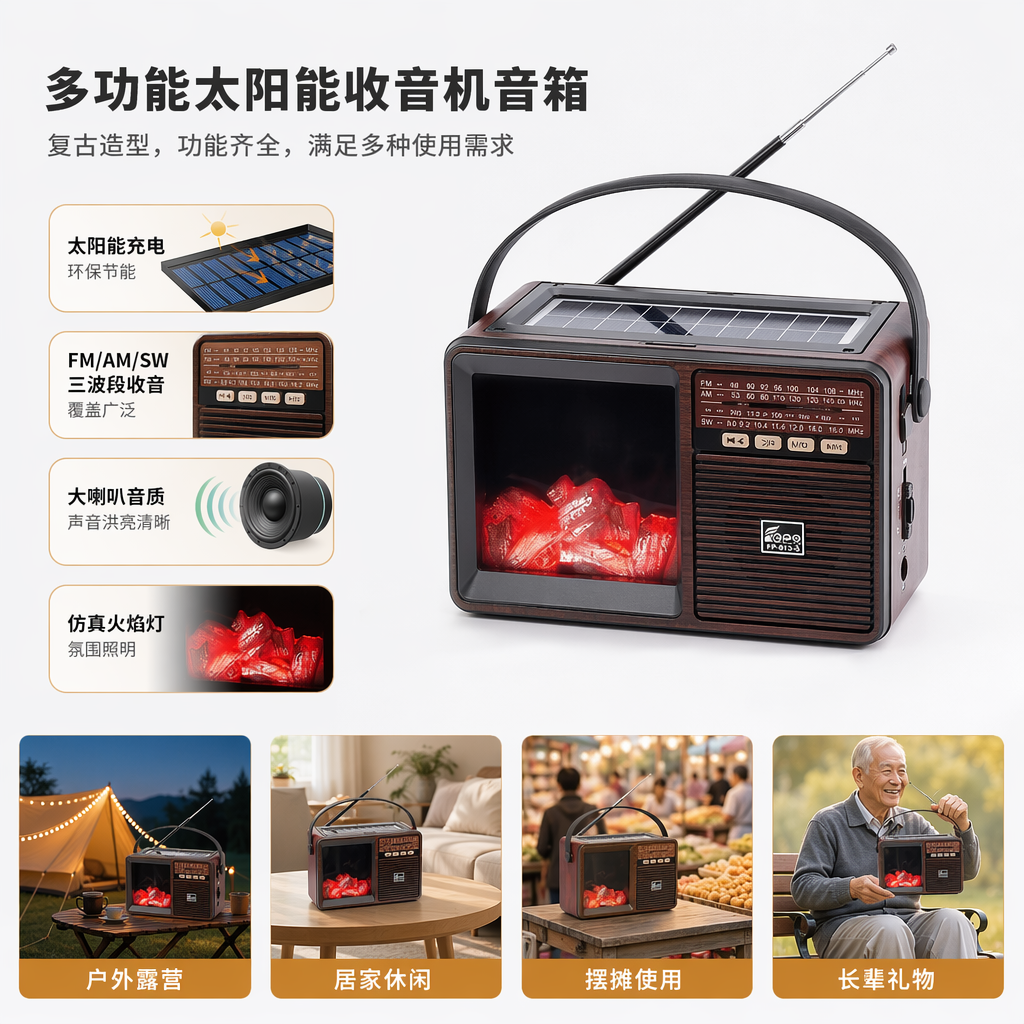 Black portable radio, AMFM dual-band digital display, battery-powered