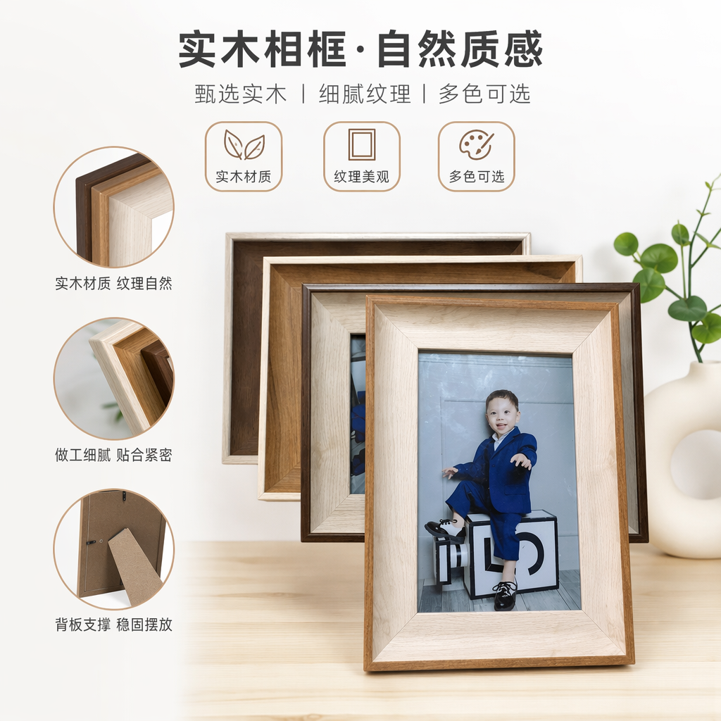 木质儿童照片相框 简约北欧风客厅卧室墙面装饰挂画