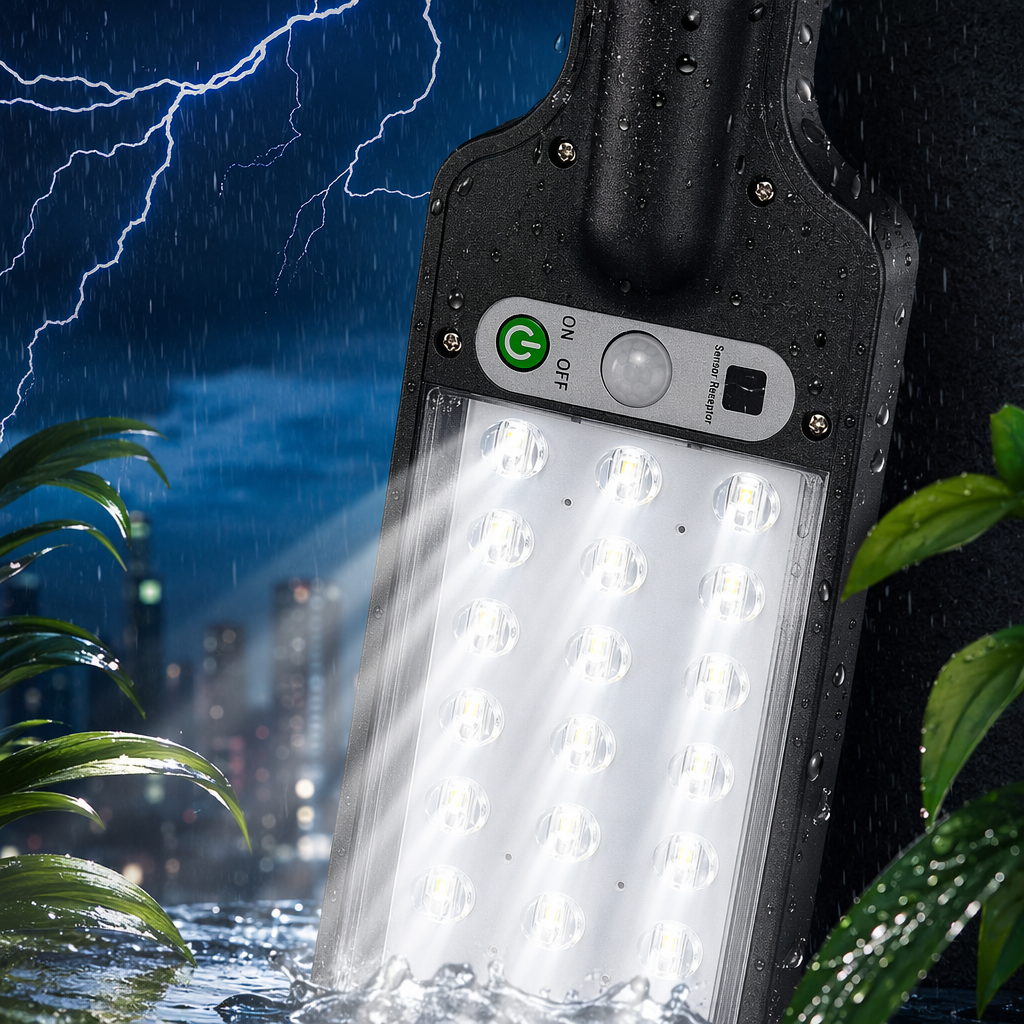 Black solar garden lamp, outdoor waterproof and energy-saving LED lighting, 10W Specification image