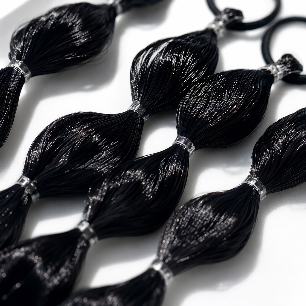 Black ponytail accessory, Korean-style simple hair accessory, simulated hair strands, hair tying tool Application Scenario