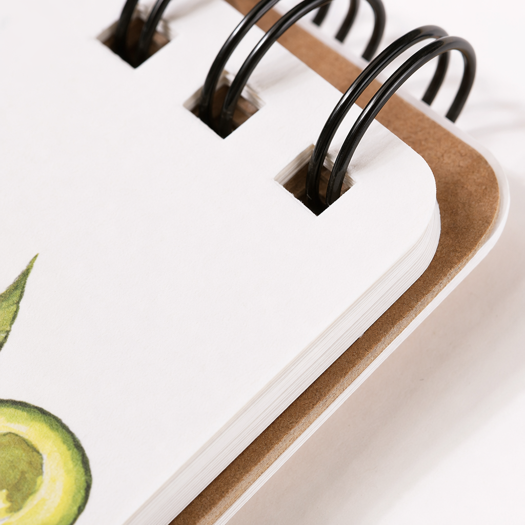 Cuaderno rosa espiral encuadernado aguacate acuarela ilustración portada diseño chino inglés Application Scenario