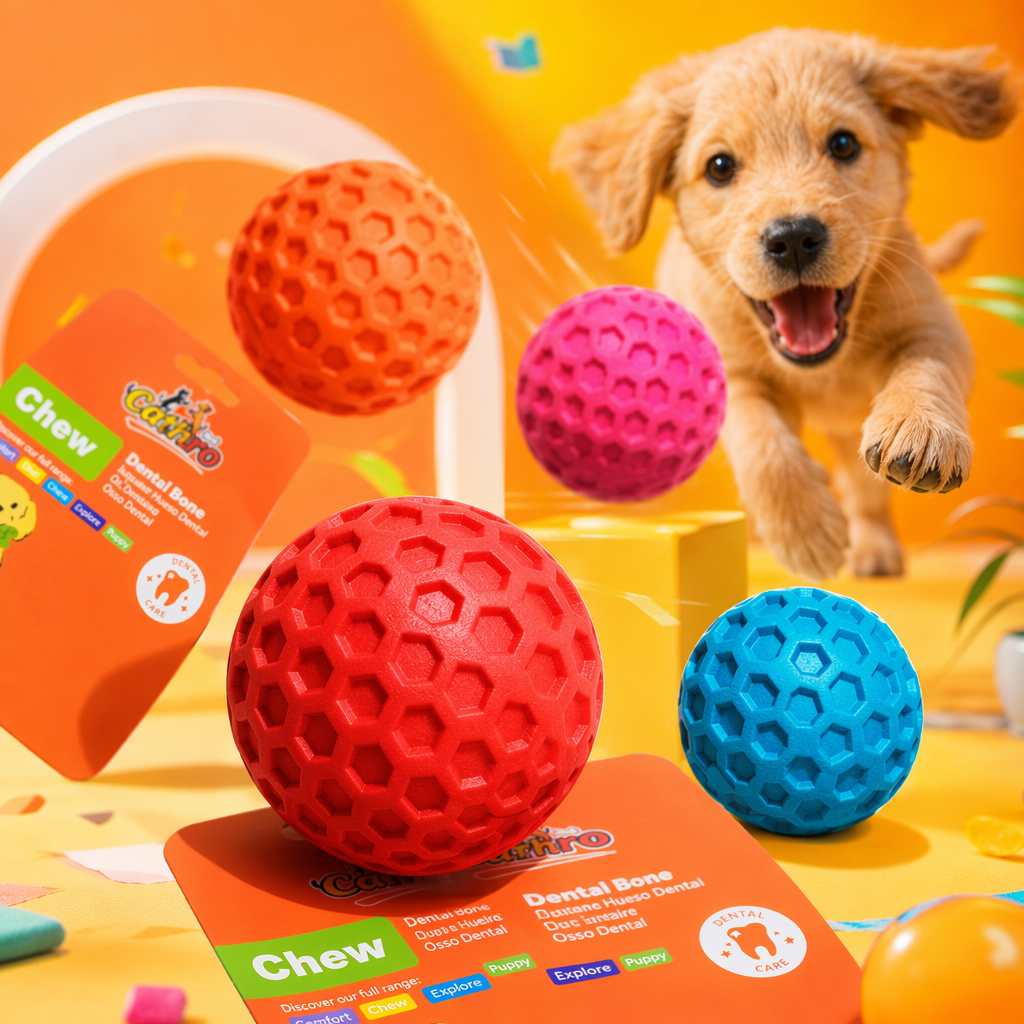Colorful honeycomb-textured dog toy balls, pet bite resistant and elastic interactive balls Specification image
