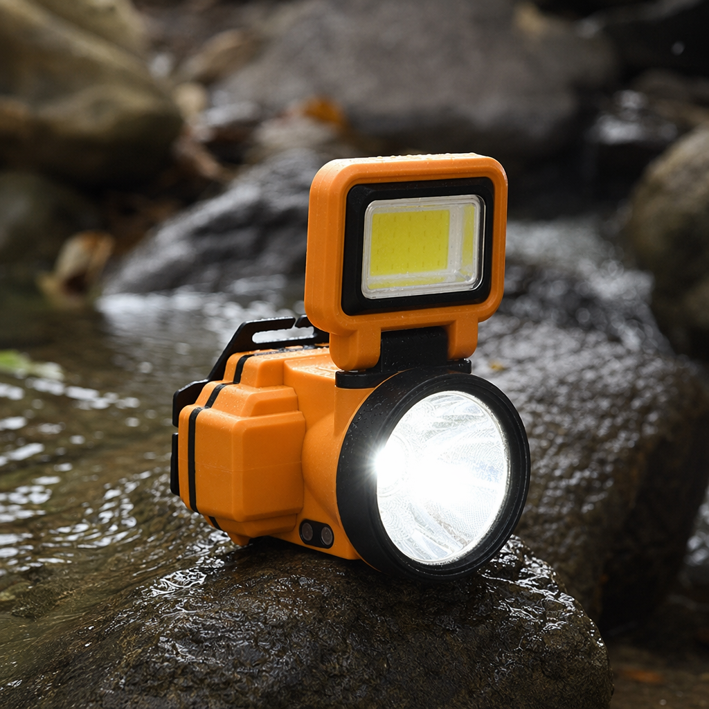 Orange headlamp LED dimmable rechargeable outdoor sports headlamp details Picture