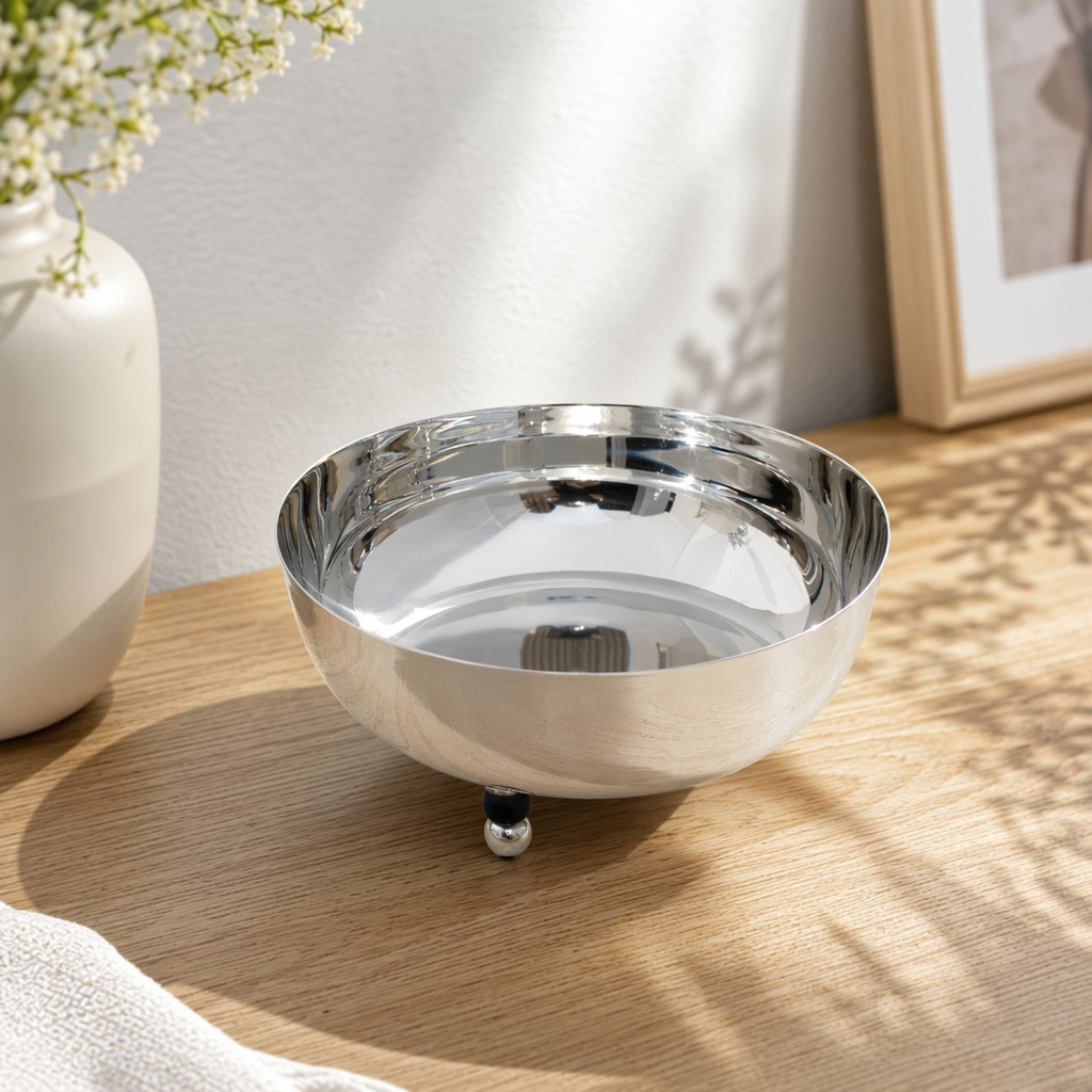 Silver metal bowl, large household stainless steel soup bowl, rice bowl, kitchen tableware details Picture