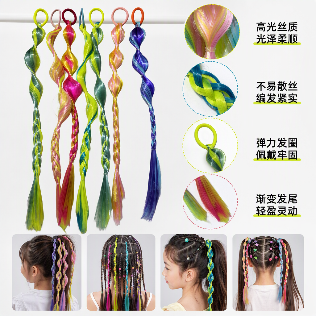 Colorful braids simulate the natural drape of hair strands and are available in multiple colors