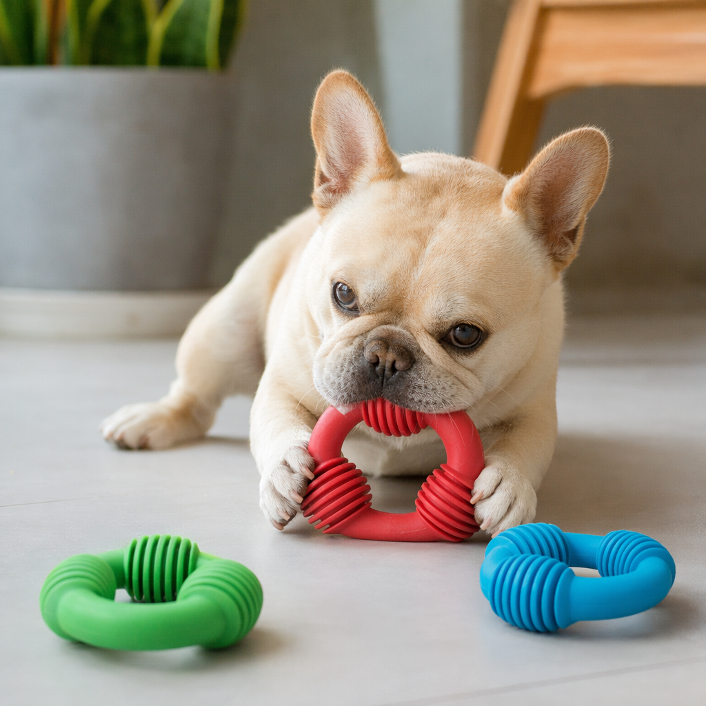 Colorful ring-shaped pet gnawing toys for teeth grinding and cleaning, durable and stress-relieving interactive toys details Picture