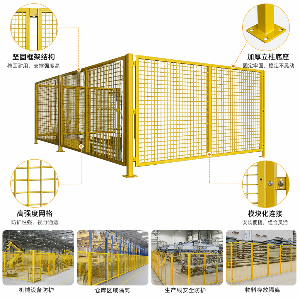 Yellow metal grid fence for courtyard balcony protection, household, can be cut