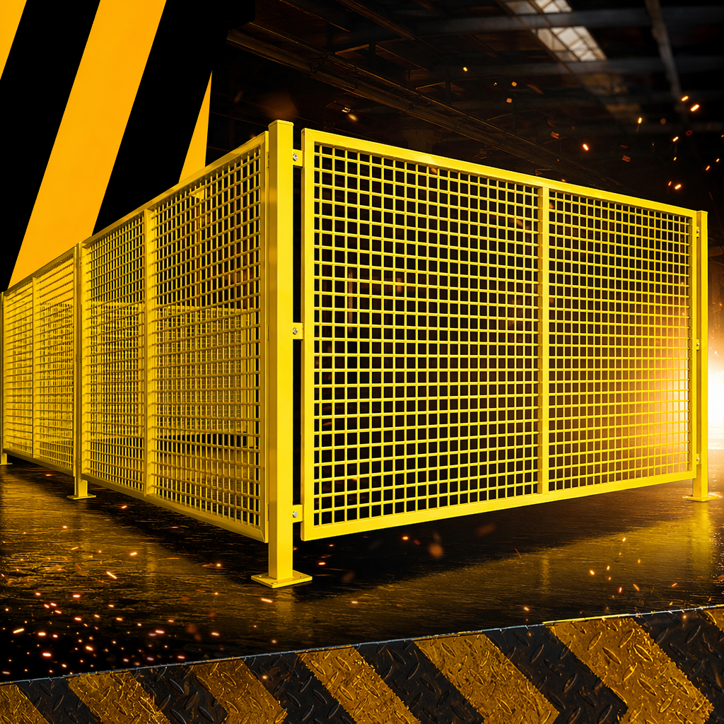 Yellow metal grid fence for courtyard balcony protection, household, can be cut Specification image