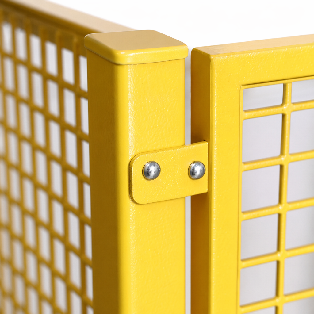 Yellow metal grid fence for courtyard balcony protection, household, can be cut Application Scenario